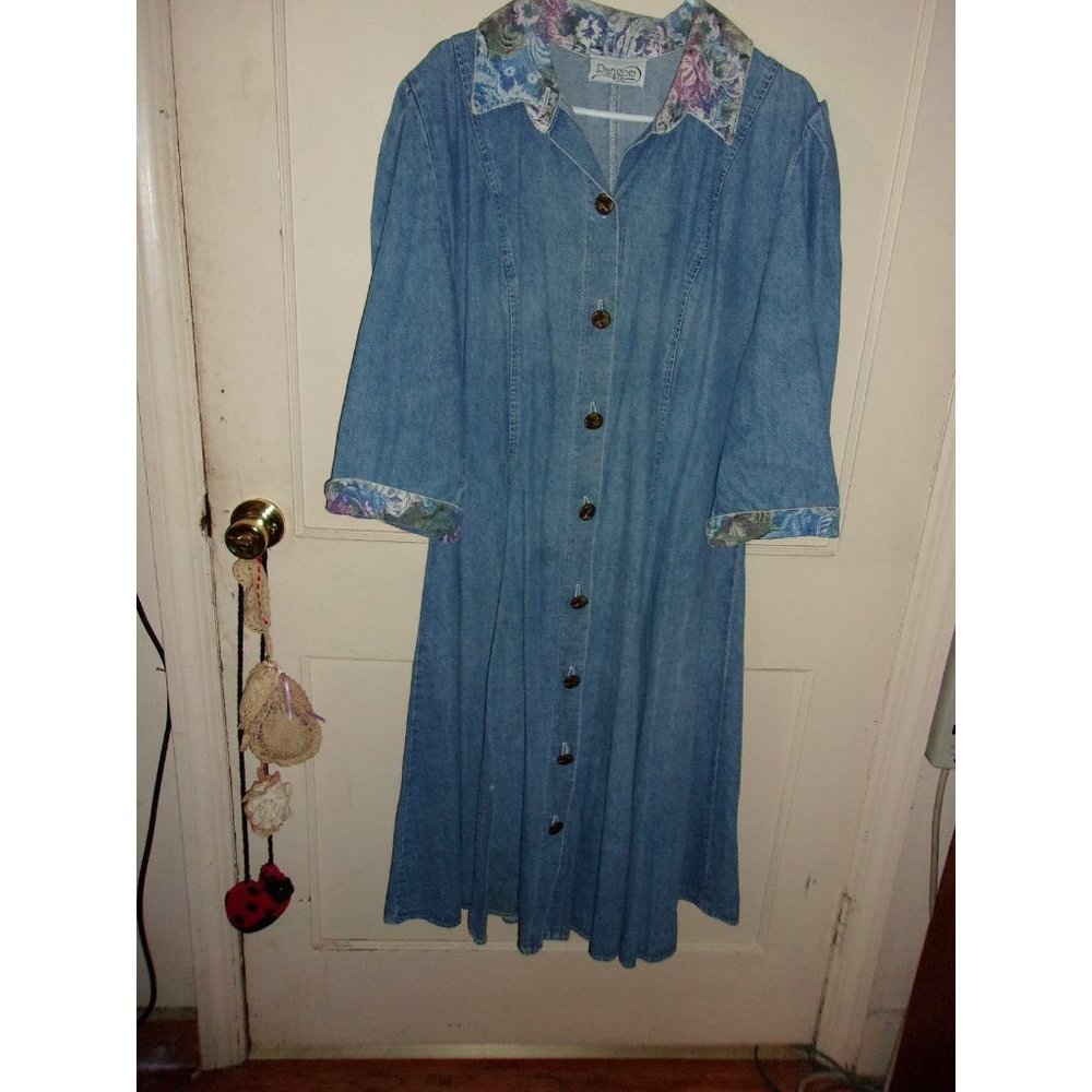 Vintage Blue Jean Long Riders Jacket/Duster Size 18 Ranson California